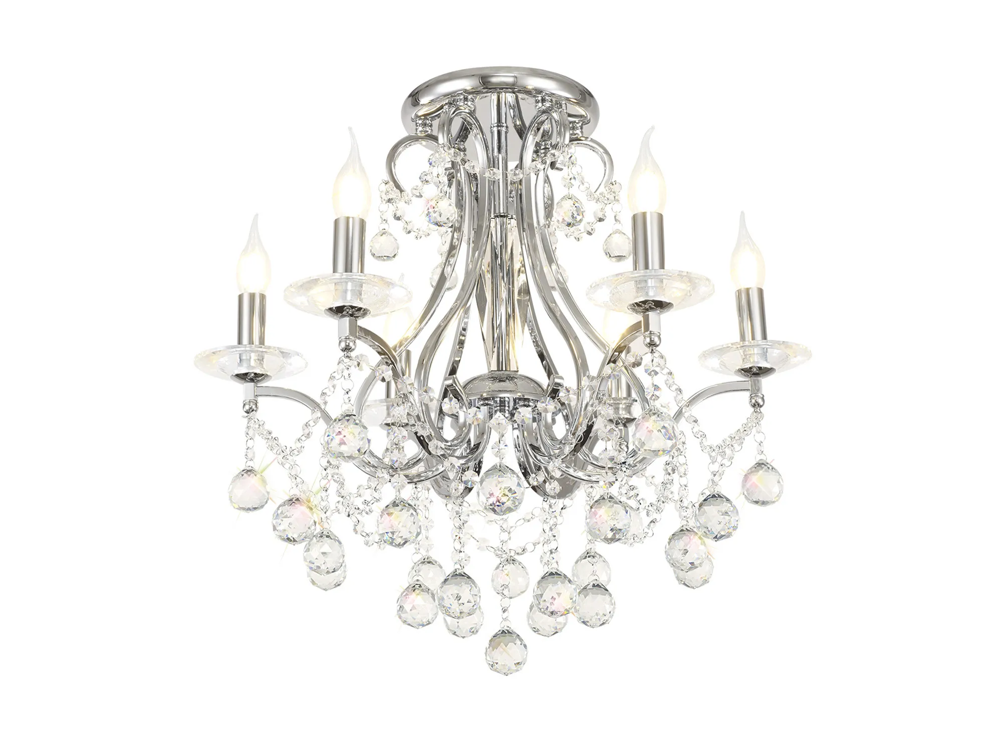 Bianco Crystal Ceiling Lights Diyas Multi Arm Crystal Fittings